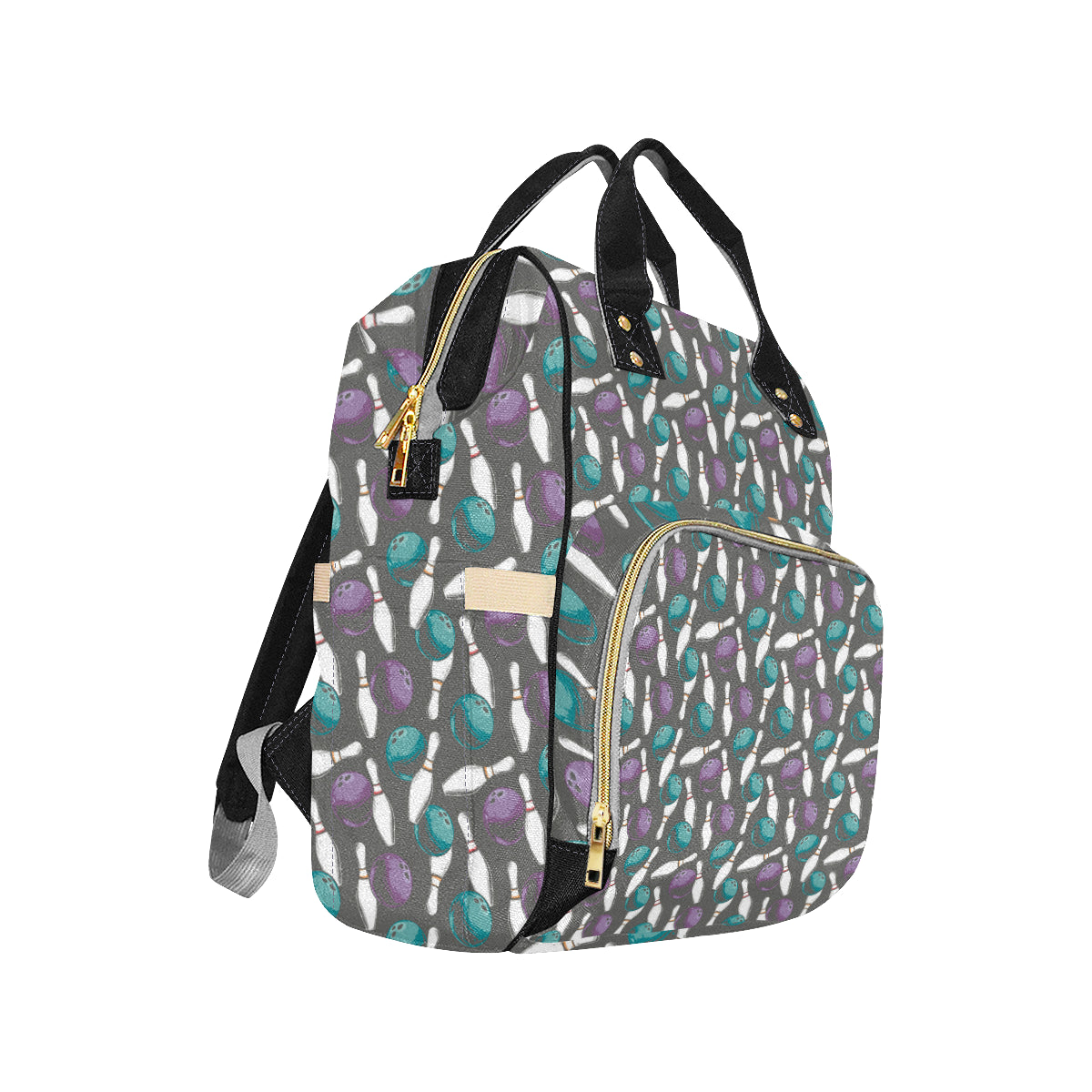 Bowling Pattern Print Design 03 Diaper Bag Backpack