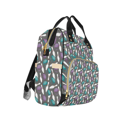 Bowling Pattern Print Design 03 Diaper Bag Backpack