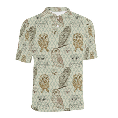 Owl Pattern Print Design A03 Men Polo Shirt