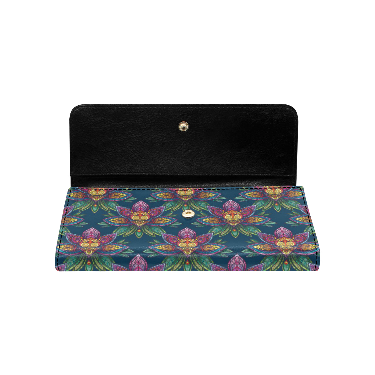 lotus Boho Pattern Print Design LO04 Women's Trifold Wallet