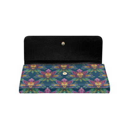 lotus Boho Pattern Print Design LO04 Women's Trifold Wallet