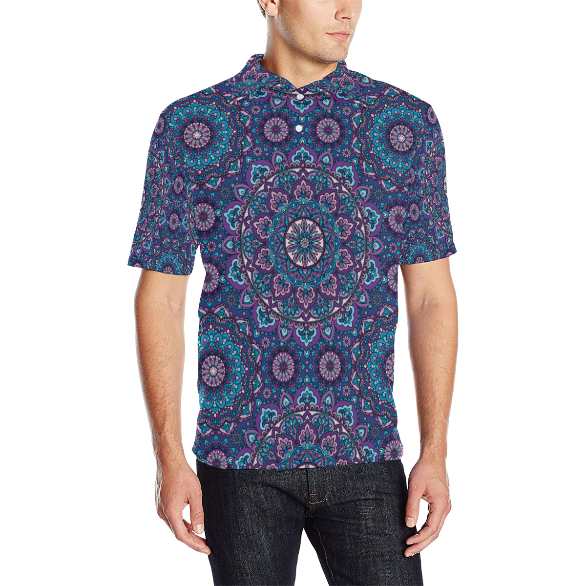 Medallion Pattern Print Design 05 Men Polo Shirt