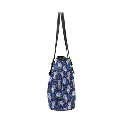 Koala Themed Design Print Leather Tote Bag