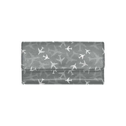 Airplane Pattern Print Design 02 Women's Trifold Wallet