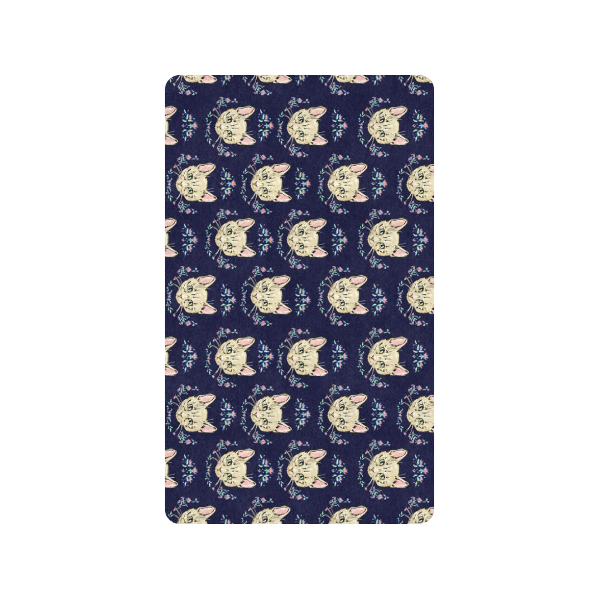 Cat Head with flower Print Pattern Rubber Doormat