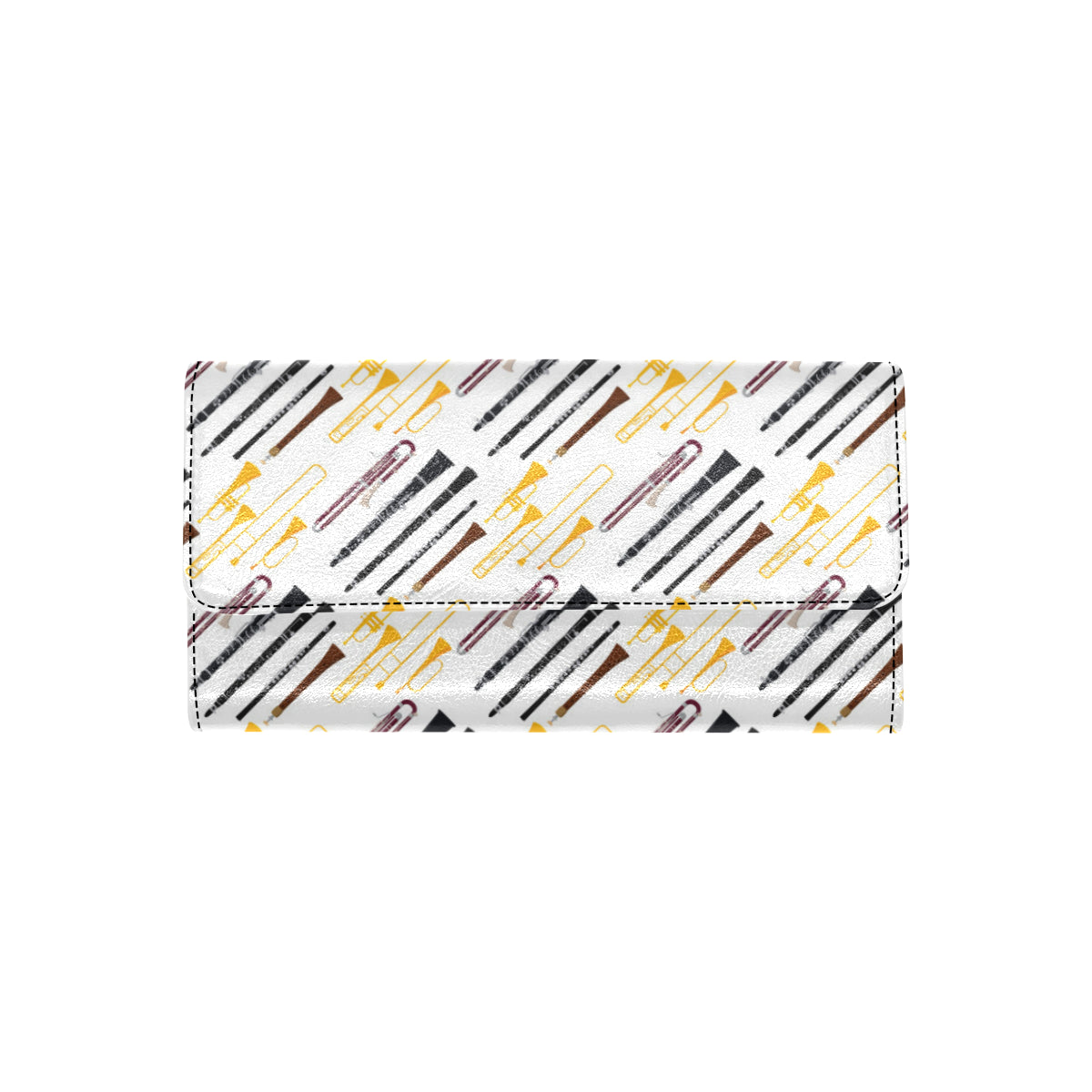 Clarinet Pattern Print Design 01 Women's Trifold Wallet
