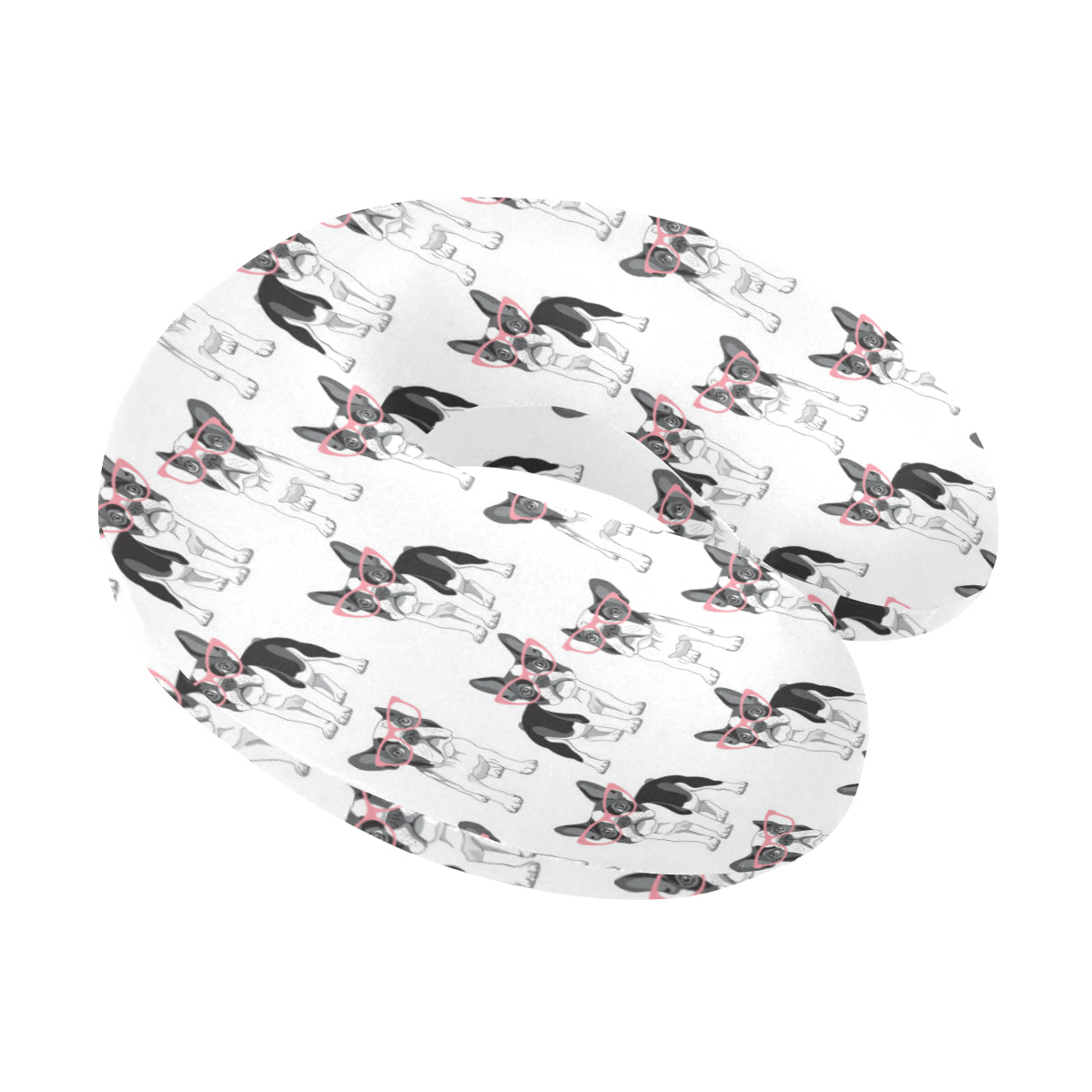 Boston Terrier Pattern Print Design 03 U-Shaped Travel Neck Pillow