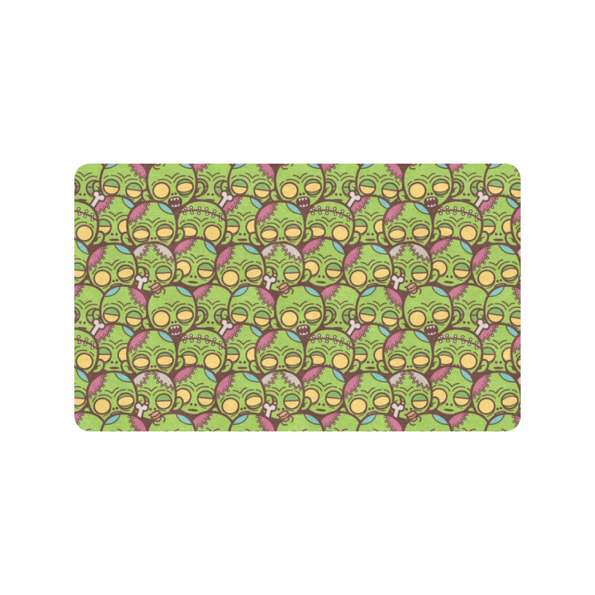 Zombie Head Design Pattern Print Rubber Doormat