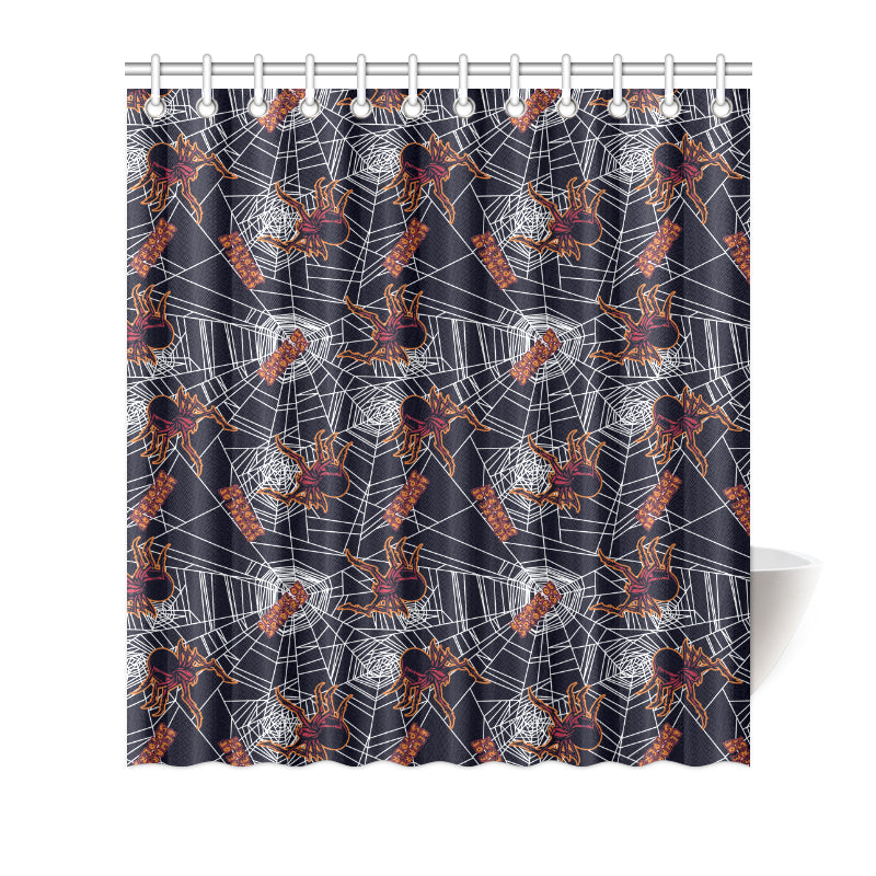 Tarantula Spiderwebs Pattern Print Design 01 Shower Curtain