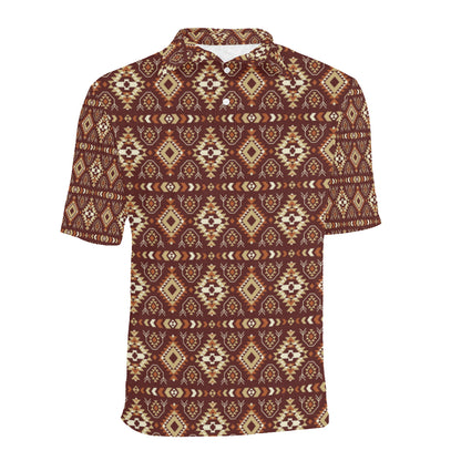 Navajo Native Color Print Pattern Men Polo Shirt