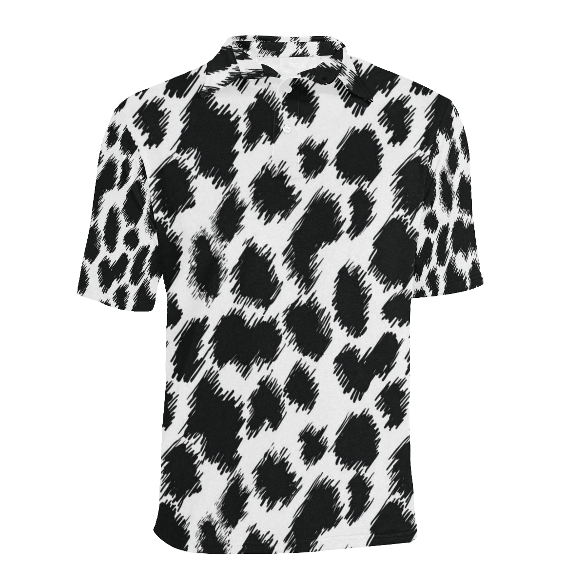 Cheetah Black Print Pattern Men Polo Shirt