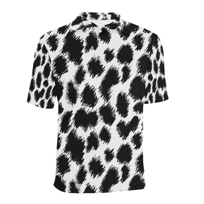 Cheetah Black Print Pattern Men Polo Shirt