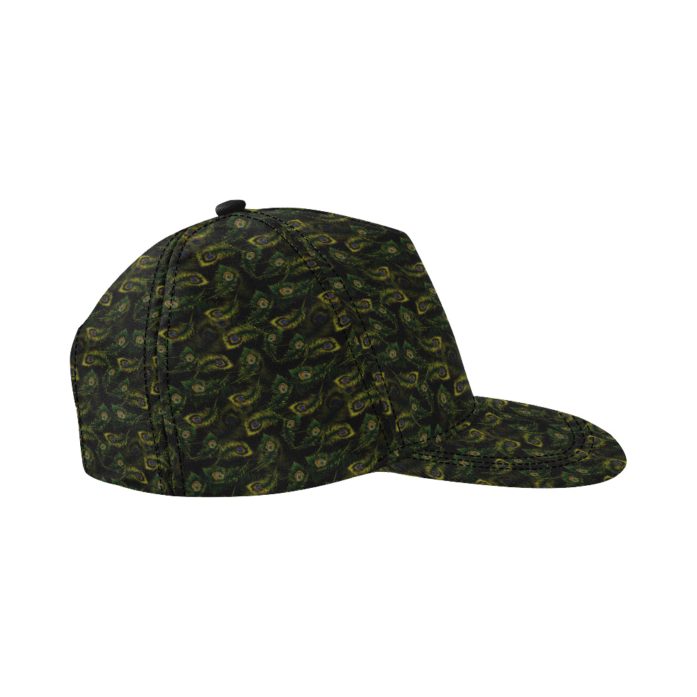 Peacock Feather Pattern Design Print Snapback Cap