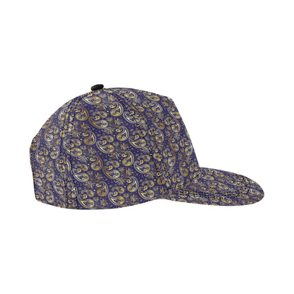 Paisley Blue Yellow Design Print Snapback Cap