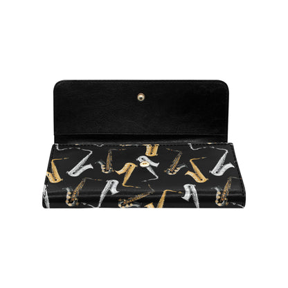 Saxophone Pattern Print Design 01 Women's Trifold Wallet