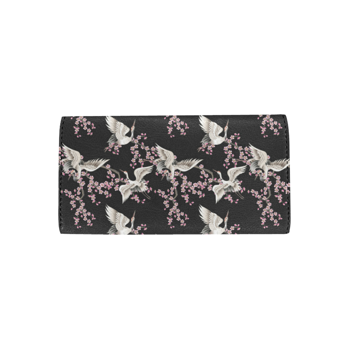 Crane Pattern Print Design 01 Women's Trifold Wallet