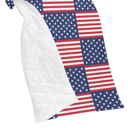 Patriotic US Flag Pattern Print Design A03 Premium Quilt