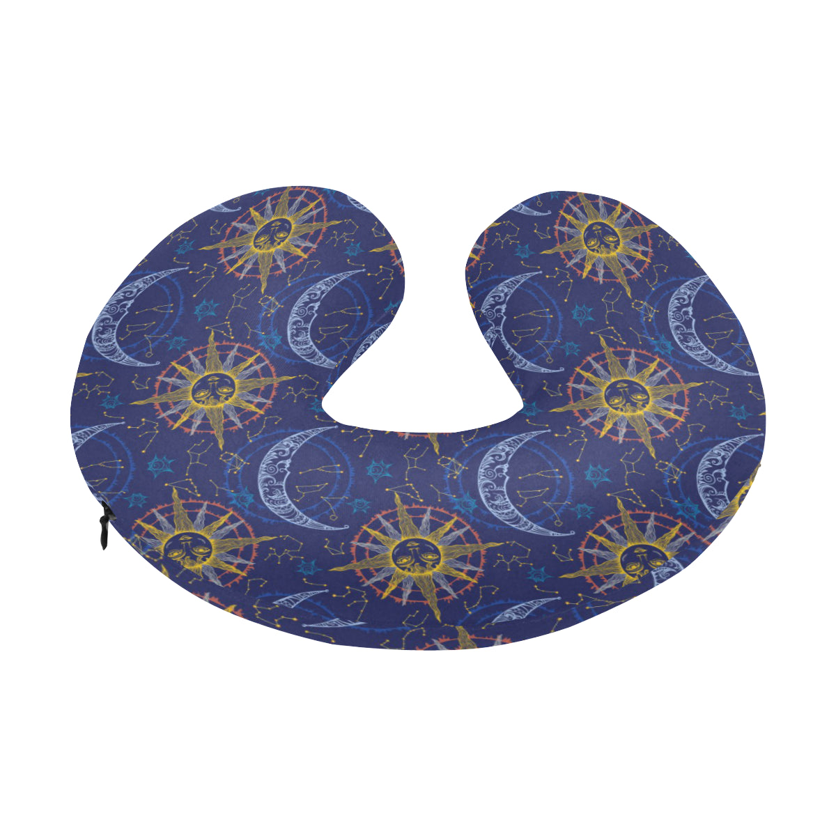 Celestial Moon Sun Pattern Print Design 01 U-Shaped Travel Neck Pillow