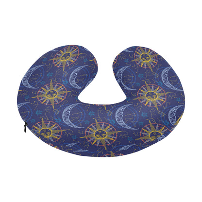 Celestial Moon Sun Pattern Print Design 01 U-Shaped Travel Neck Pillow