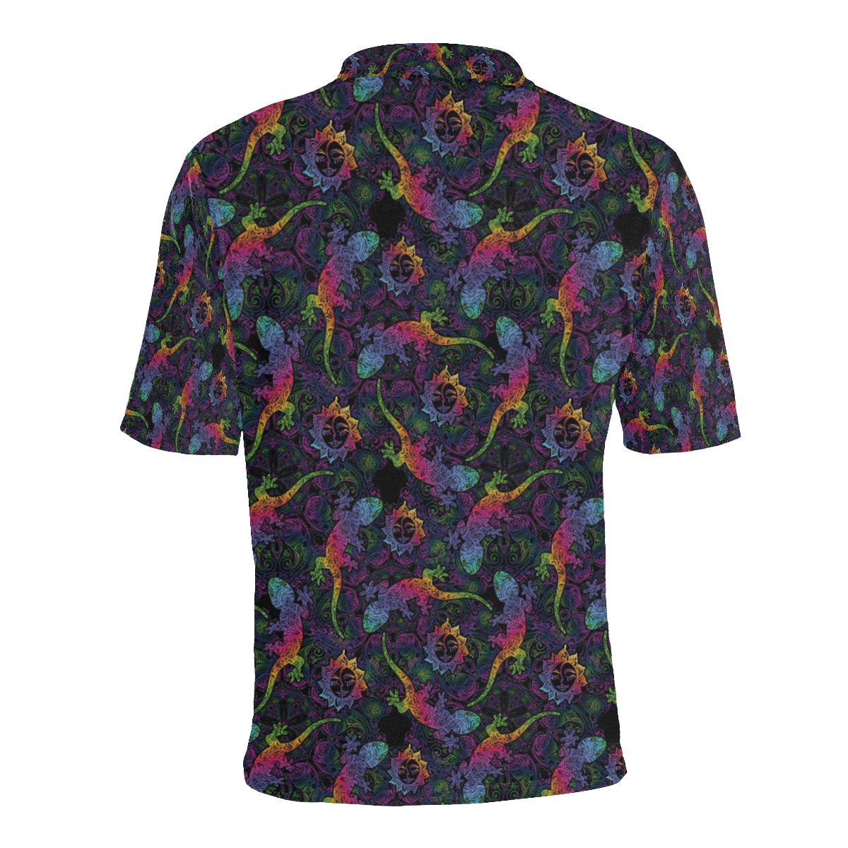 Gecko Rainbow Pattern Print Design 03 Men Polo Shirt