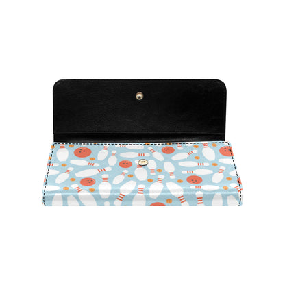 Bowling Pattern Print Design 09 Women's Trifold Wallet