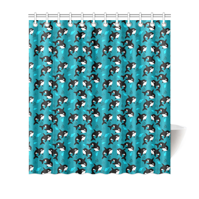 Whale Sea Design Themed Print Shower Curtain