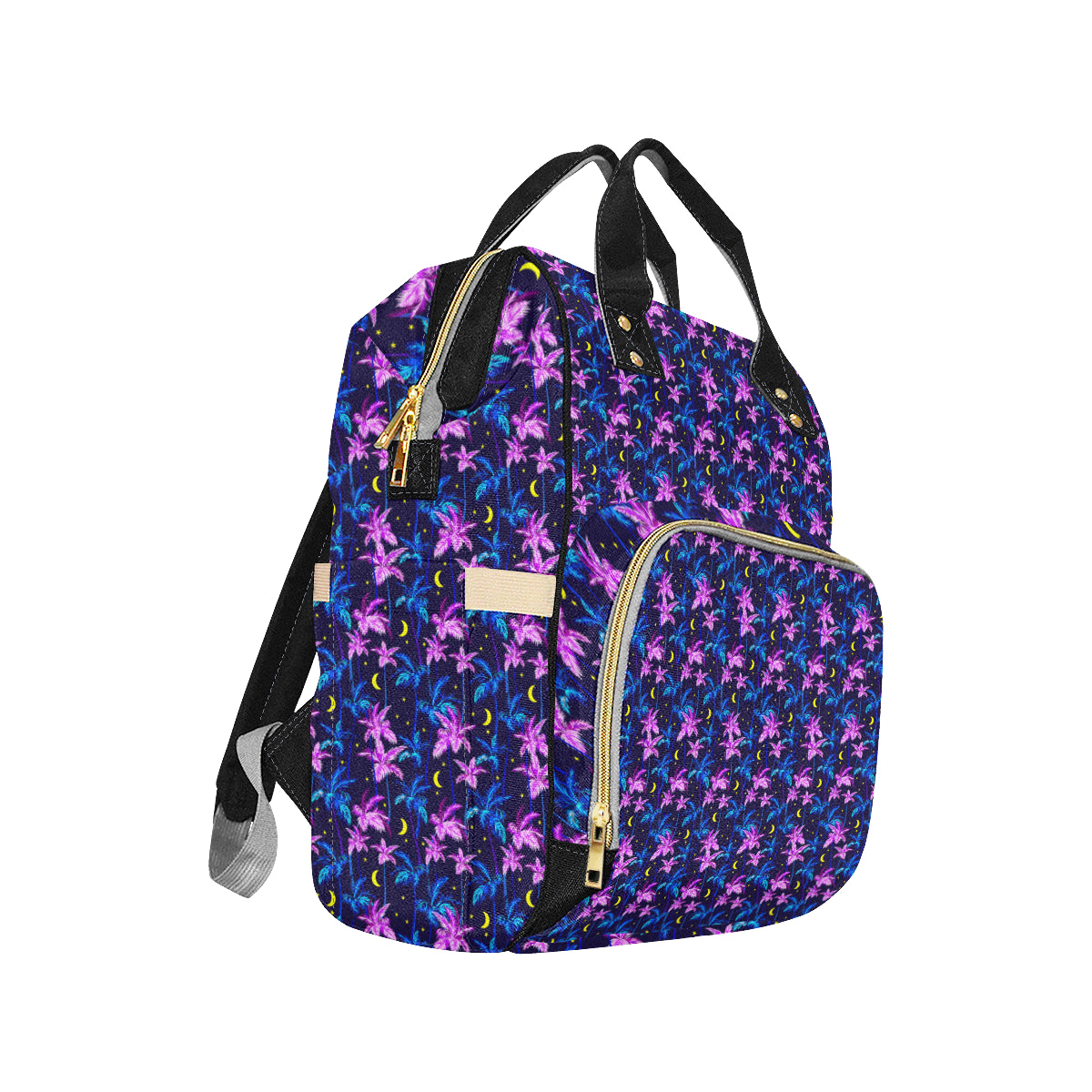Palm Tree Night Scene Design Print Diaper Bag Backpack