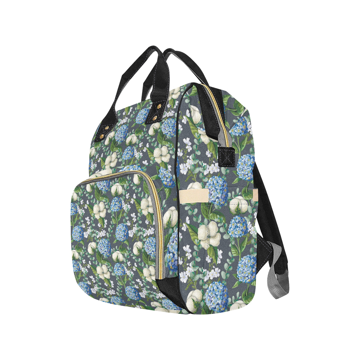 Hydrangea Pattern Print Design 02 Diaper Bag Backpack