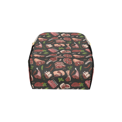 Meat Pattern Print Design 02 Diaper Bag Backpack