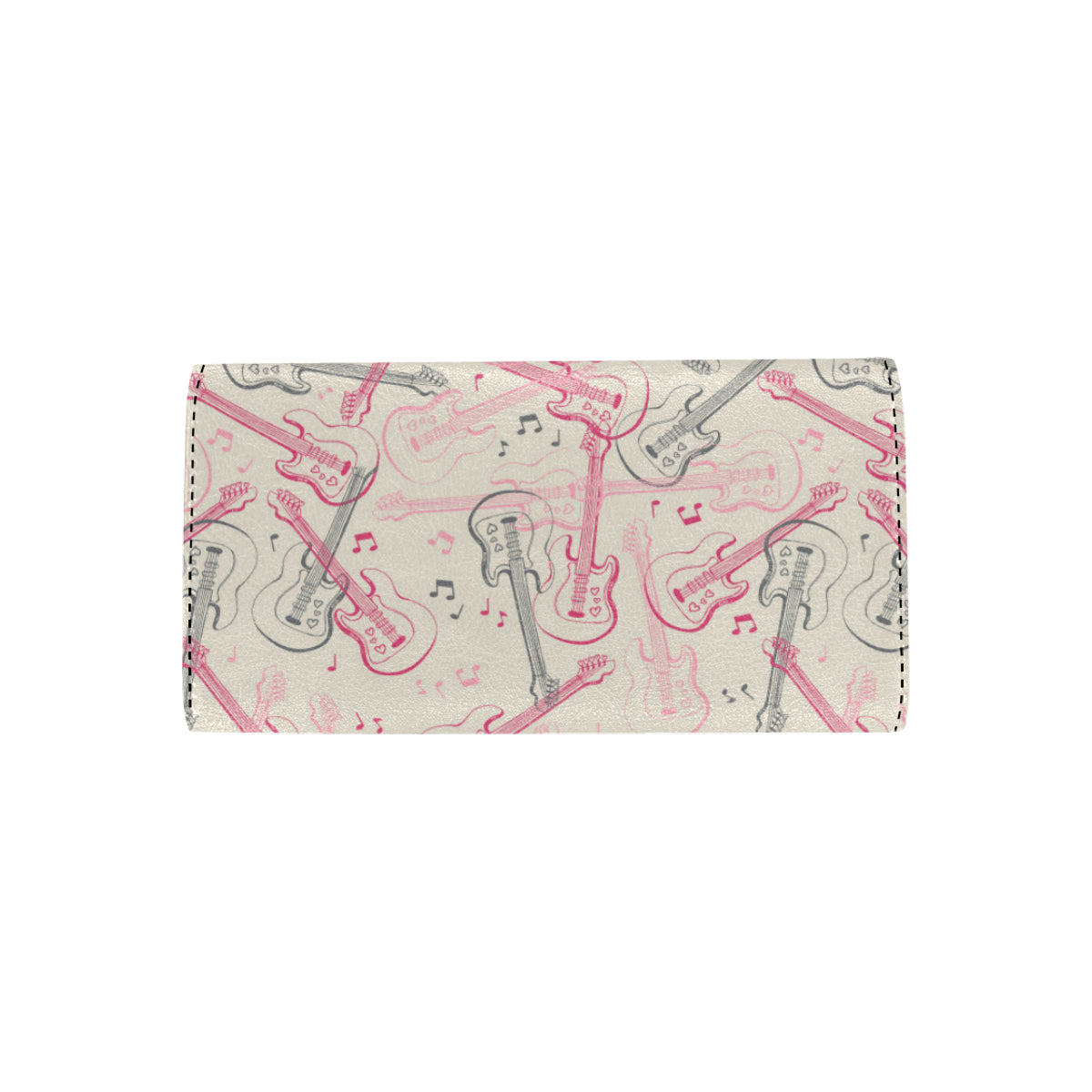 Bass Guitar Pattern Print Design 02 Women's Trifold Wallet