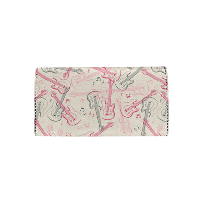 Bass Guitar Pattern Print Design 02 Women's Trifold Wallet