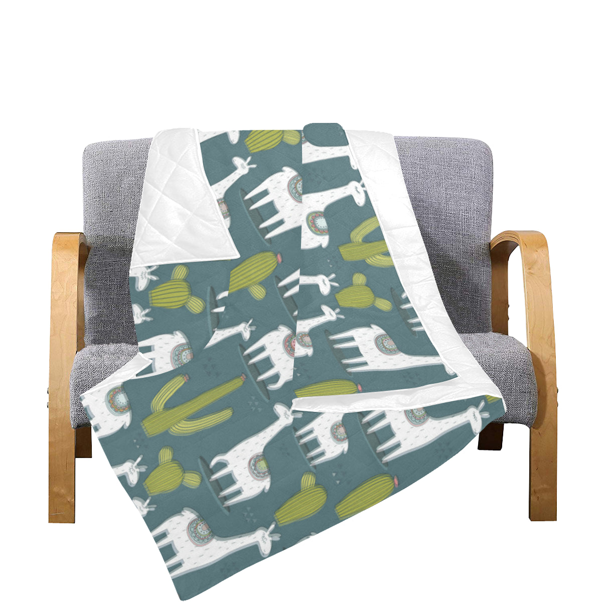 Llama Cactus Pattern Print Design 03 Premium Quilt