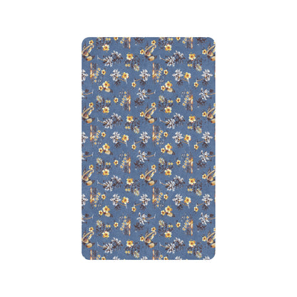 Hawaiian Flower Blue Print Rubber Doormat