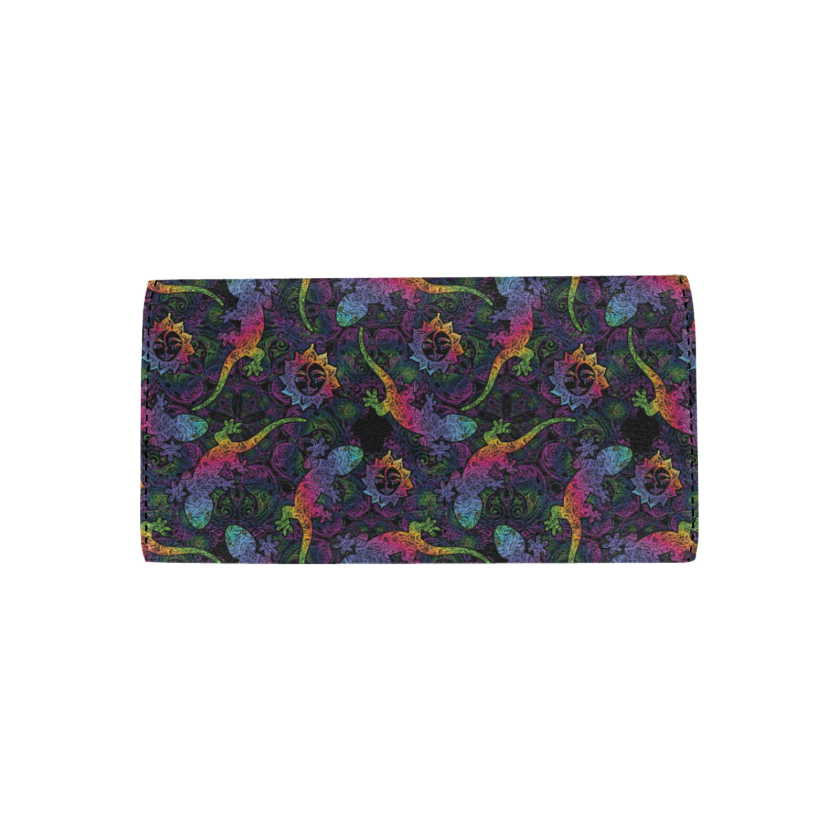Gecko Rainbow Pattern Print Design 03 Women's Trifold Wallet
