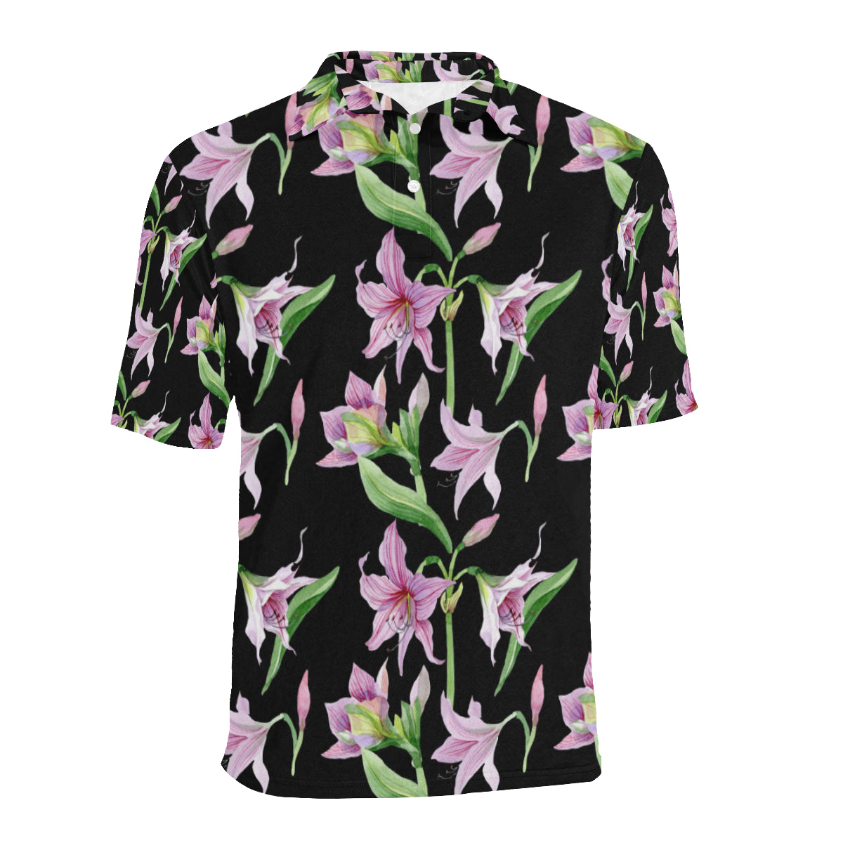 Amaryllis Pattern Print Design AL08 Men Polo Shirt