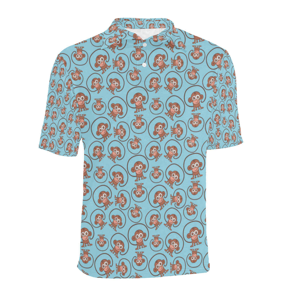 Monkey Cute Design Themed Print Men Polo Shirt