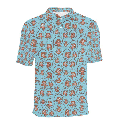 Monkey Cute Design Themed Print Men Polo Shirt