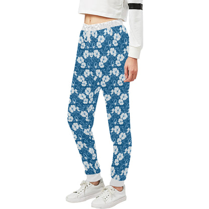 Hibiscus Blue Flower Hawaiian Print Unisex Sweatpants