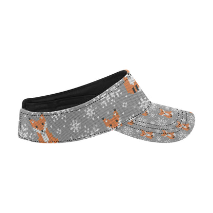 Knit Red Fox Pattern Print Design 02 Unisex Sun Visor