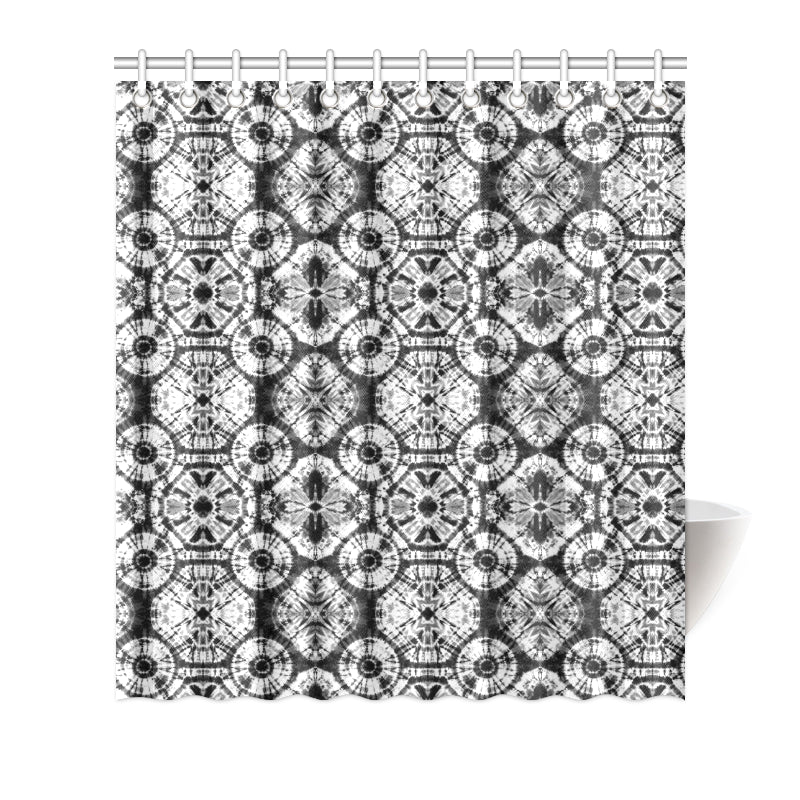 Tie Dye Black White Design Print Shower Curtain