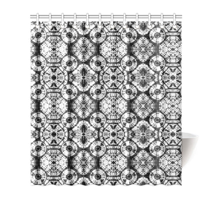 Tie Dye Black White Design Print Shower Curtain