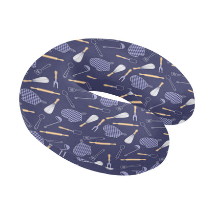 Cooking Kitchen Tools Pattern Print Design 04 U-Shaped Travel Neck Pillow