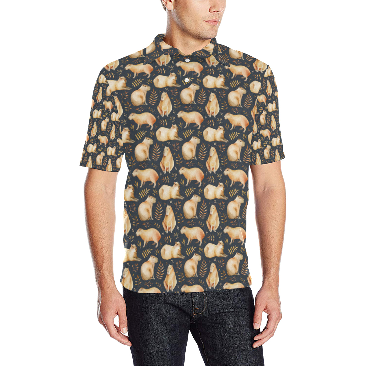 Capybara Pattern Print Design 02 Men Polo Shirt