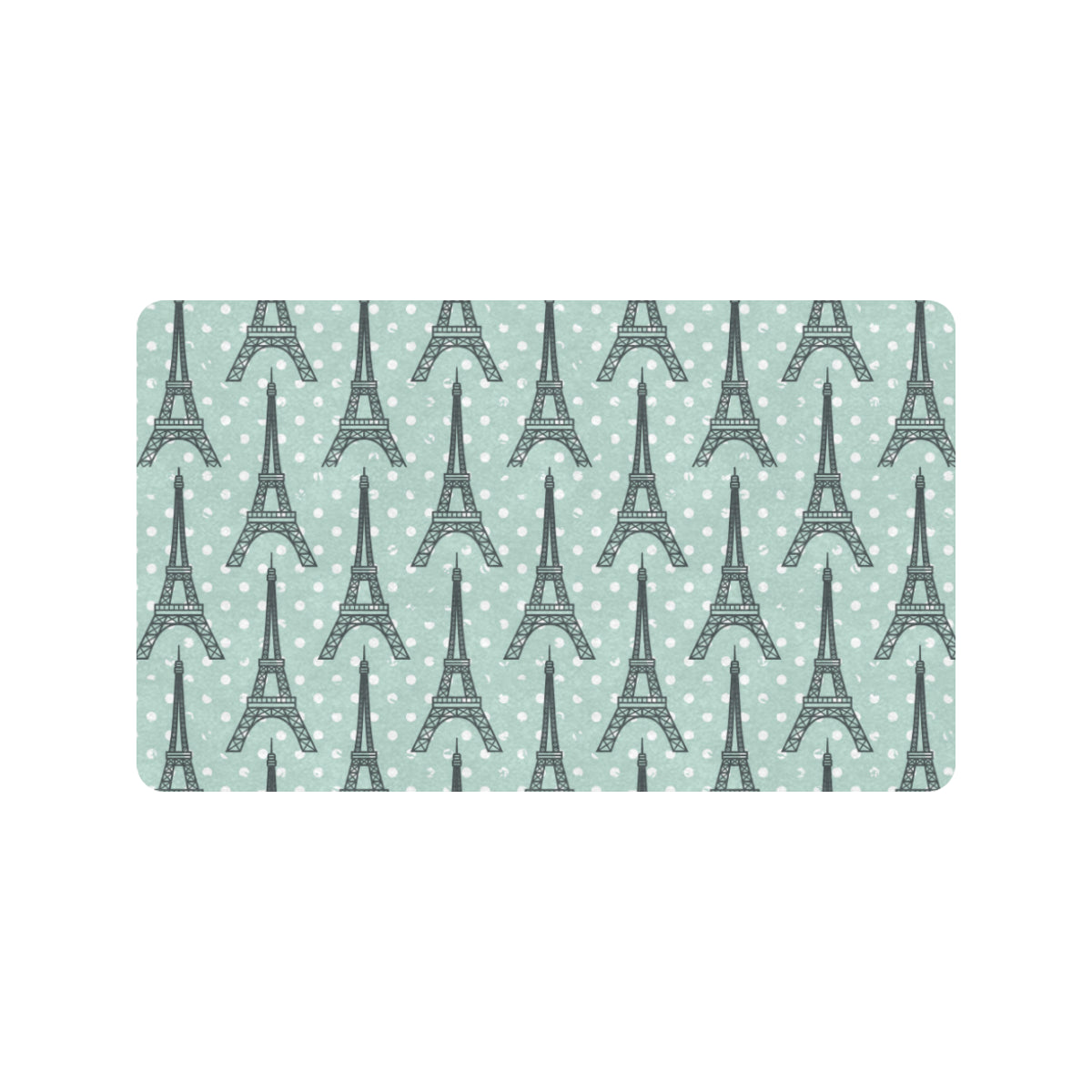 Eiffel Tower Polka Dot Print Rubber Doormat