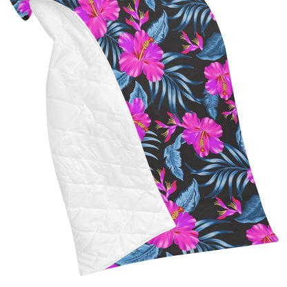 Neon Pink Hibiscus Pattern Print Design HB015 Premium Quilt