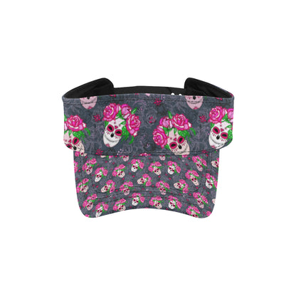 Sugar Skull Pink Rose Themed Print Unisex Sun Visor