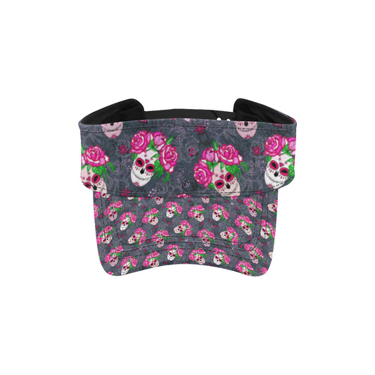Sugar Skull Pink Rose Themed Print Unisex Sun Visor