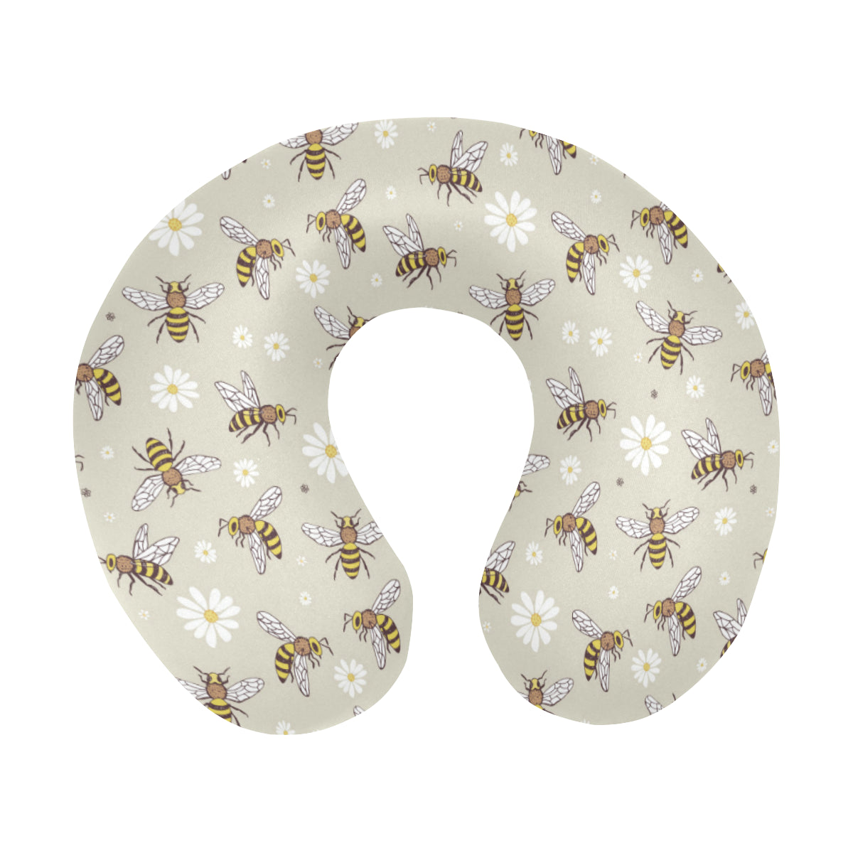 Bee Pattern Print Design 03 U-Shaped Travel Neck Pillow