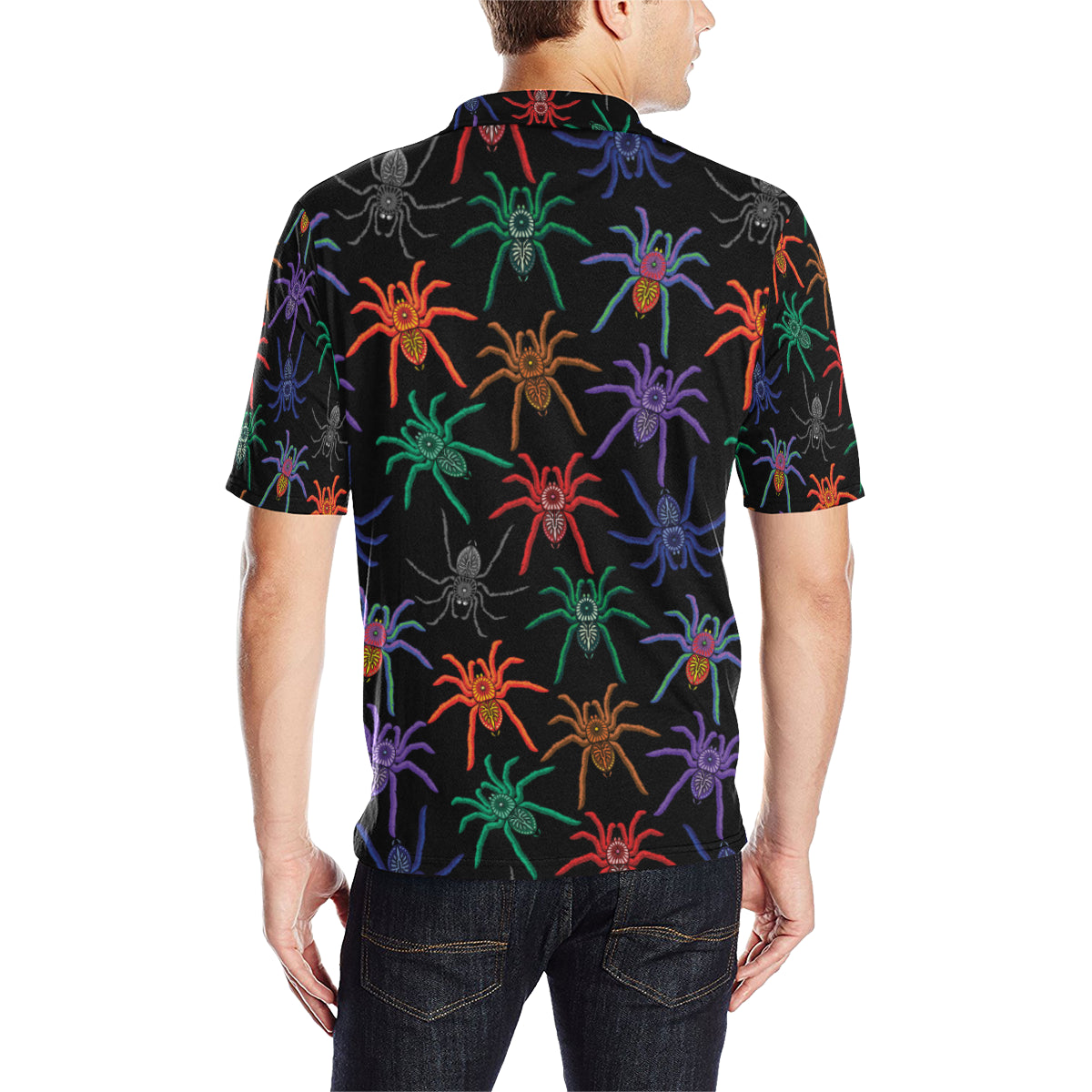 Tarantula Neon Color Pattern Print Design 03 Men Polo Shirt