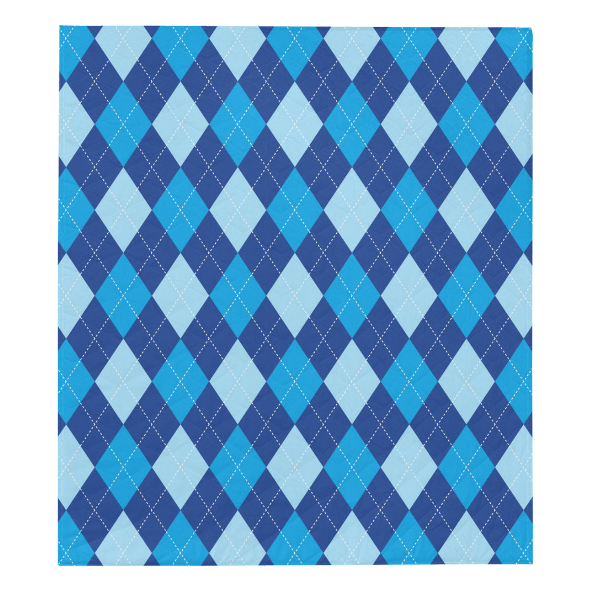 Argyle Blue Pattern Print Design 02 Premium Quilt